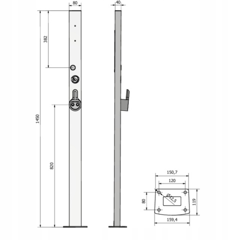 Uniwersalny słupek do wallboxa 145 cm z uchwytem na kabel