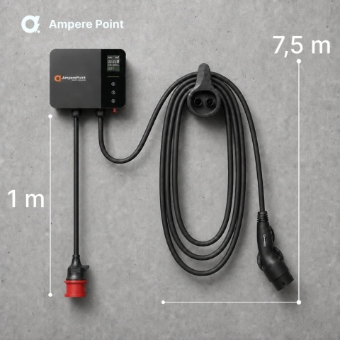 AmperePoint PRIME 11 kW - wallbox Type 2, 7,5 m, Wi-Fi, Bluetooth i RFID