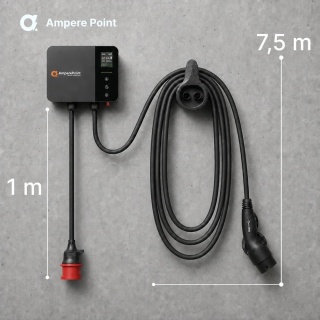 AmperePoint PRIME 22 kW - wallbox Type 2, 7,5 m, Wi-Fi, Bluetooth i RFID