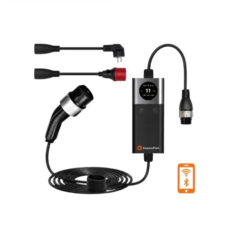 AmperePoint Q11 PRO + 2 adaptery 11 kW Type 2 - ładowarka przenośna, 7,5 m, Wi-Fi
