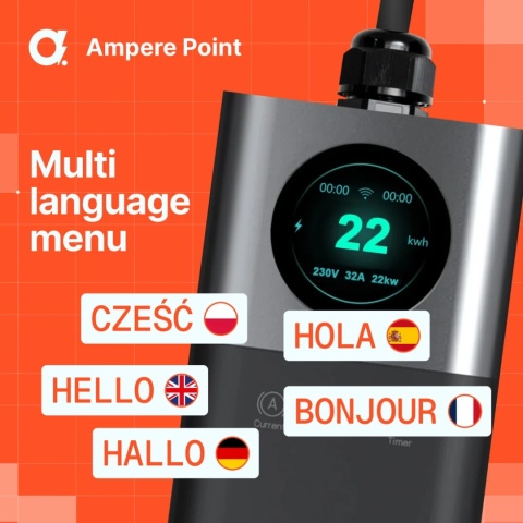 AmperePoint Q22 22 kW Type 2 - ładowarka przenośna, 6 m, Wi-Fi